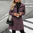 thumbnail image 4 of Chiccall Women's Lapel Wool‑Blend Trench Coat, Long‑Sleeve Button‑Down Mid‑Length Outerwear, Casual Fall Winter Fashion Overcoat for Women, 4 of 10