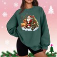 thumbnail image 2 of Christmas Long Sleeve Shirts for Women Thin Fleece Round Neck Christmas Print Loose Hoodless Sweatshirt, 2 of 5