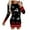 Black, variant on Women Christmas Outfit Women's Festive Holiday Printed Mini Dress with Long Sleeve Round Neck Above Knee Casual Fit White S