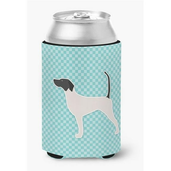 English Pointer Checkerboard Blue Can or Bottle Hugger