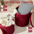 thumbnail image 6 of Round Ottoman with Storage Set of 2,Vanity Stool with Storage for Bedroom, Ottoman Coffee Table,Small Velvet Foot Stool for Living Room, Burgundy, 6 of 18