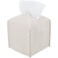 thumbnail image 7 of Woven PU Leather Tissue Box Cover Napkin Holder Square Facial Paper Case Organizer Beige Decorative Tissue Cube Box Dispenser, 7 of 7