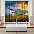 thumbnail image 2 of Ambesonne Landscape Kitchen Curtains, Misty Mountaintops, 55"x39", Yellow Blue Green, 2 of 3
