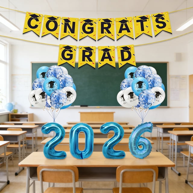 Decoration Graduation Party Complete With Banner Balloons Cap Tassel For Celebration