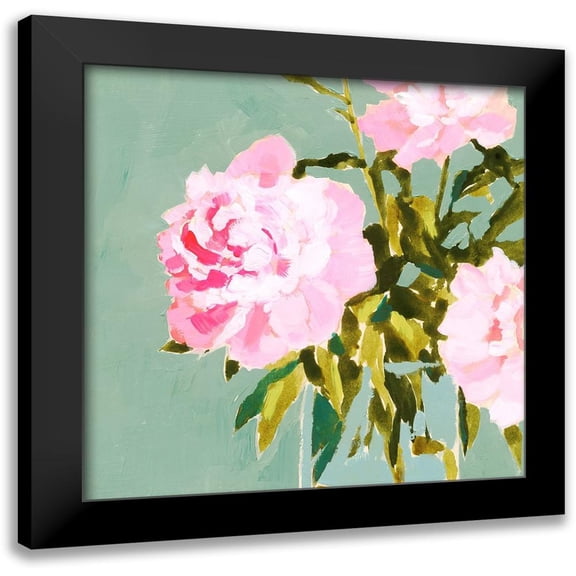 Barnes, Victoria 12x12 Black Modern Framed Museum Art Print Titled - Popping Peonies IV