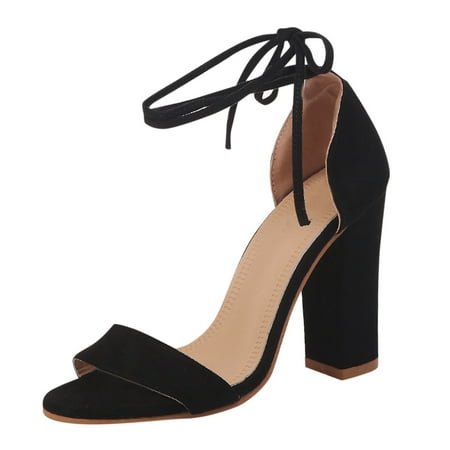 

CBGELRT Womens Sandals Black Yoga Sandals for Women Women s with Ankle And Fashion Super High Heel Thick Shoes Heel Roman Straps Sandals Women s Sandals Flat Sandals