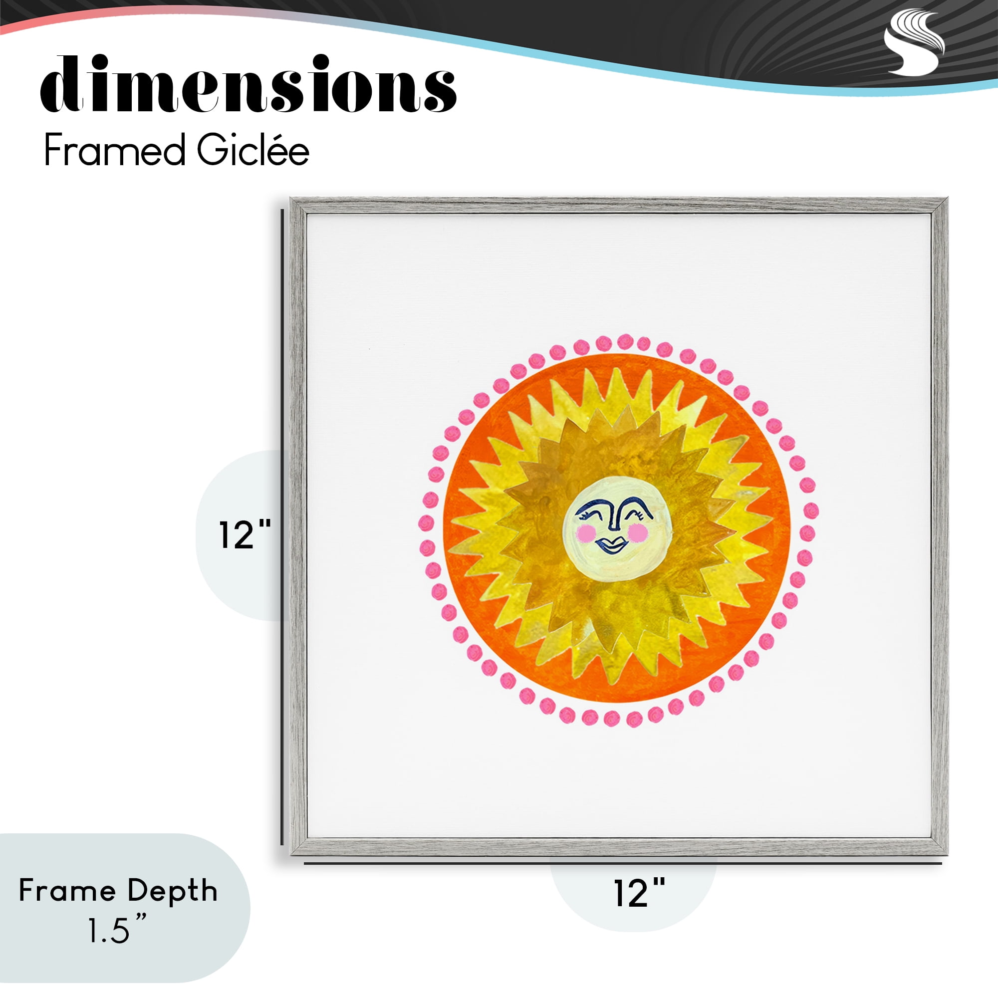 Stupell Industries Yellow & Orange Smiling Sun Gray Framed Giclee Art, design by Katherine Herrell Studio