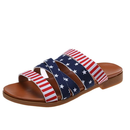 

Roman Shoes Leopard Print Slip On Flat Beach Gladiator Sandals Slippers Independence Day Open Toe Breathable Comfortable Sandals Women s Summer Non Slip Leisure Slippers UK Sale