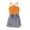 Orange, variant on Child Baby Girls Summer Set Sleeveless Ribbed Vest Tops Cartoon Print Denim Skirt Outfits Set Twins Girls Clothes