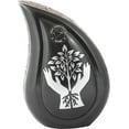 thumbnail image 4 of Hind HC Silver Engraved Tear Drop Adult Cremation Urn for Human Ashes - Handcrafted Funeral Memorial Ashes Urn - Display Burial at Home or in Niche at Columbarium - Bag Included (Black, 200 Cu inches), 4 of 5