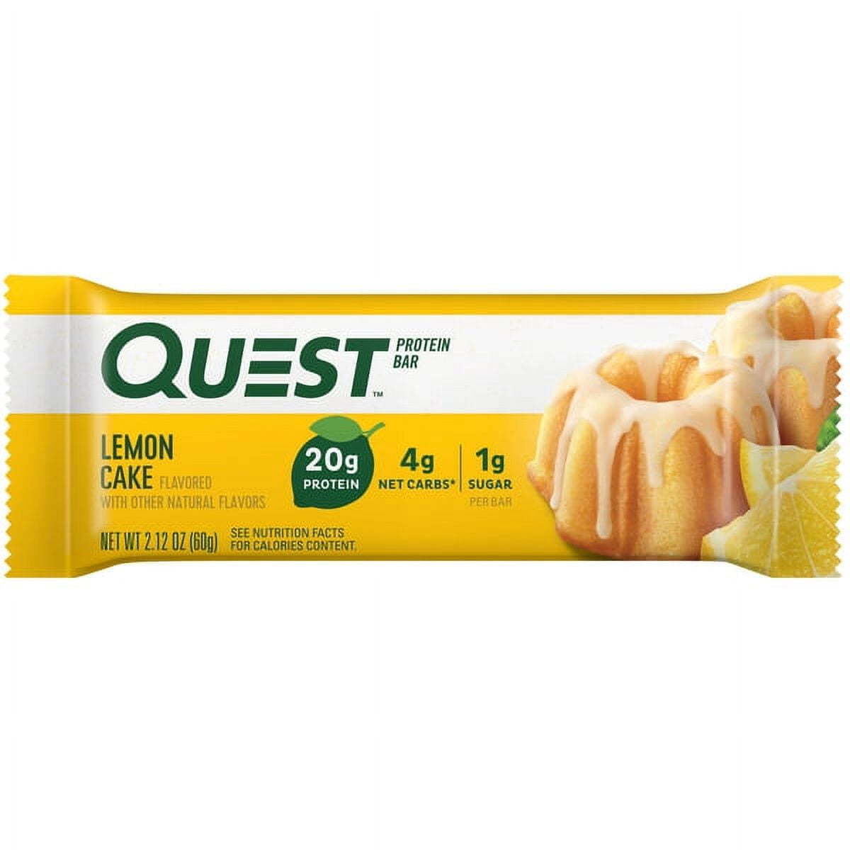 Quest Protein Bar, Lemon Cake Flavored, High Protein, Keto-Friendly,  12 Count