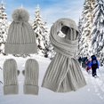 thumbnail image 3 of Winter Knit Set for Women Men Soft Warm Beanie Hat Scarf Gloves Matching Set for Cold Weather Outdoor Daily Wear Scarf a Hat Gloves, 3 of 3