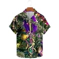 thumbnail image 2 of Aloohaidyvio Mens Mardi Gras Shirts Men's Hawaiian Button Down Short Sleeve Shirt Funny Floral Casual Beach Shirts 2025 Mardi Gras Clothing Clearance, 2 of 5