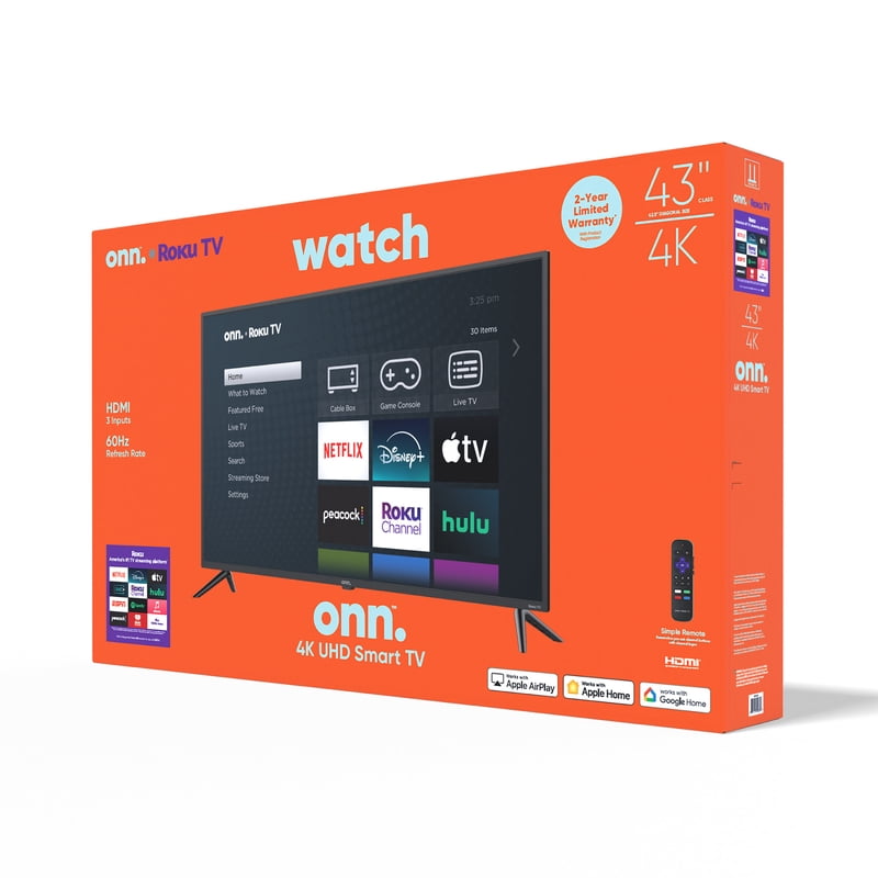 onn 43" Class 4K UHD Roku Smart Television, 100012584 gallery view