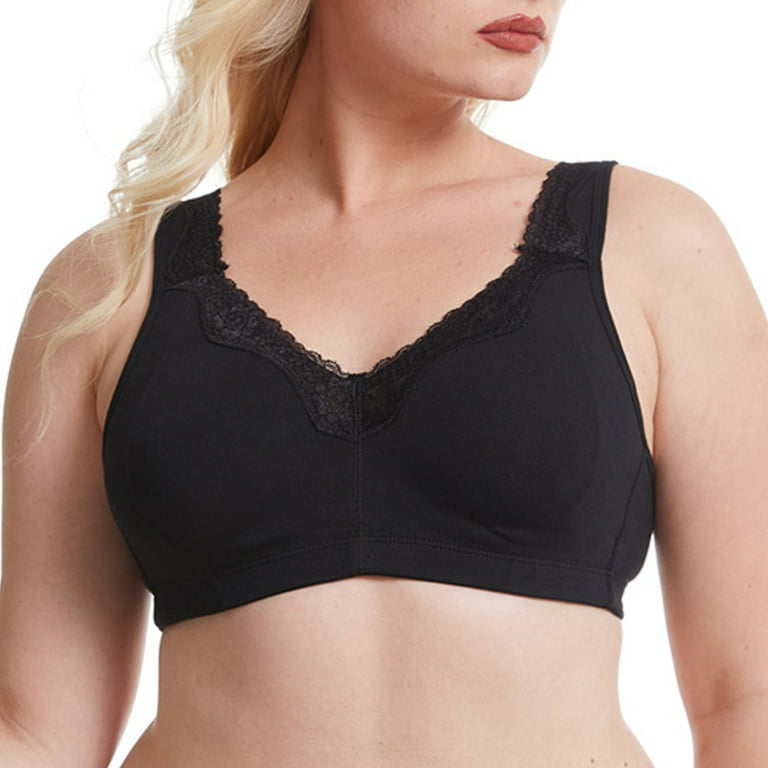 Non-wired cotton bra in black Cotton Support