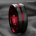 thumbnail image 5 of Tungsten Rings for Men Wedding Bands for Him 8mm Black Red Line, 5 of 5
