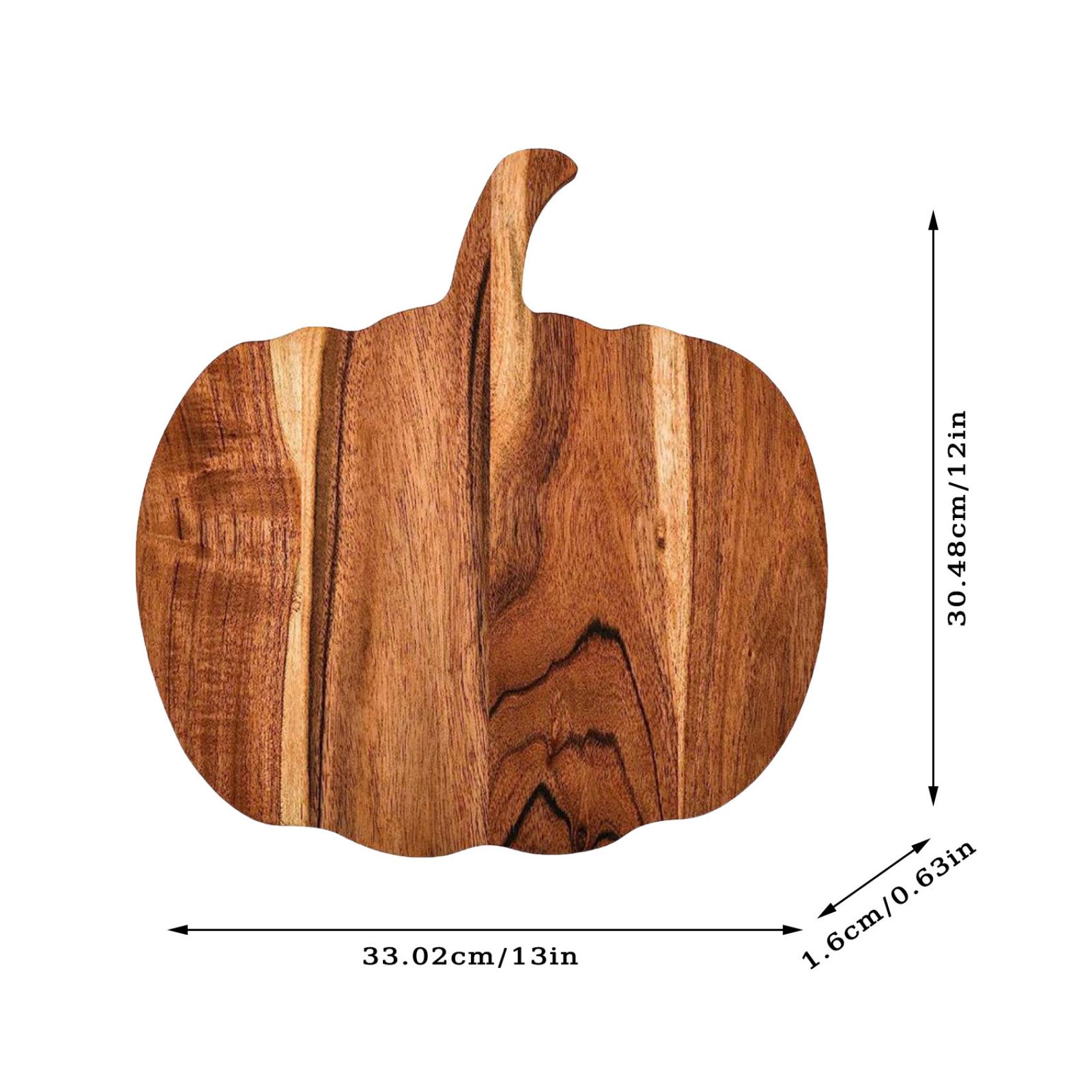 Pumpkin Shaped Wood Cutting Board, Fruit Bread Steak Cheese Turkey Serving Platter, Gothic Cutting Boards with Handle, for Halloween Thanksgiving Kitchen Decoration