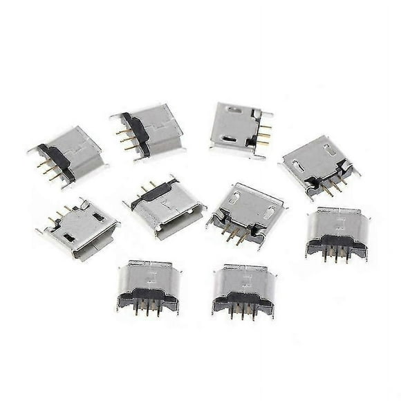 10 Pcs Micro Usb Type B Female Socket 180 Degree 5-pin Smd Smt Soldering Jack