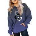thumbnail image 2 of WQNVRNR Kids Valentine's Day Hoodie- Heart Fleece-Lined Casual Long Sleeve Sweatshirt with Pocket Navy Size 6, 2 of 6