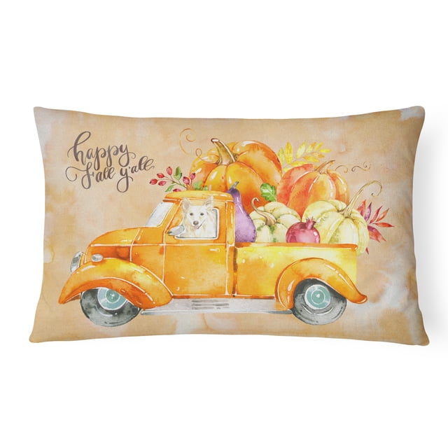 Carolines Treasures CK2641PW1216 Automne Récolte Blanc Collie Toile Tissu Coussin Décoratif