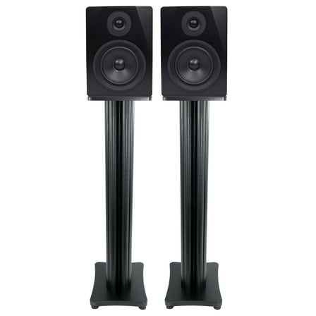(2) Rockville APM5B 5.25" USB Studio Monitor Speakers 36" Black Premium Stands