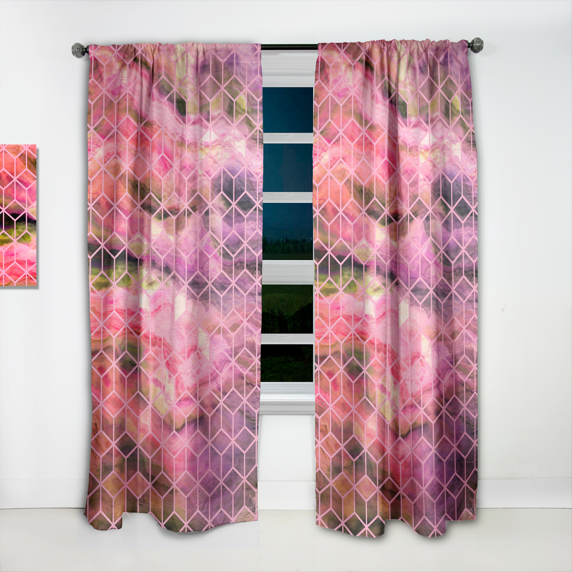 Designart 'Honeycomb Capital Gold VII' Modern & Contemporary Curtain Panel