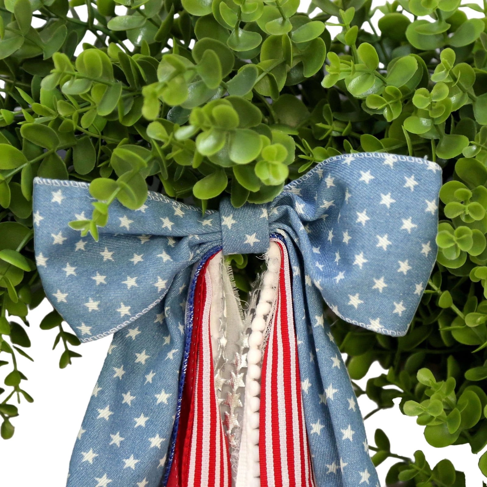 Large Ribbons Bow for Wreath, Yellow Poplar Wreath With Bow Red/White/Blue, Assorted Lace Ribbon Clip-On Wreath Sash Ribbon Bundle for Indoor Outdoor Decor, 17.72*17.72in (B)