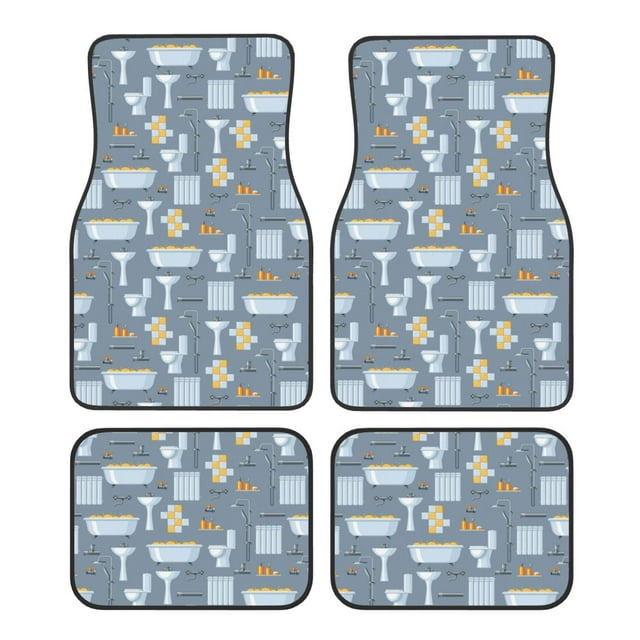 Disketp Blue Bathroom for Crystal Velvet Car Mats Four-Piece Set,All-Season Automotive Protection, Vehicles, Cars, Trucks, and SUVs,Anti-Slip Design