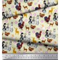 thumbnail image 2 of Soimoi Rayon Fabric Reindeer,Hen & Cock Bird Print Fabric by The Yard 42 Inch Wide, 2 of 3