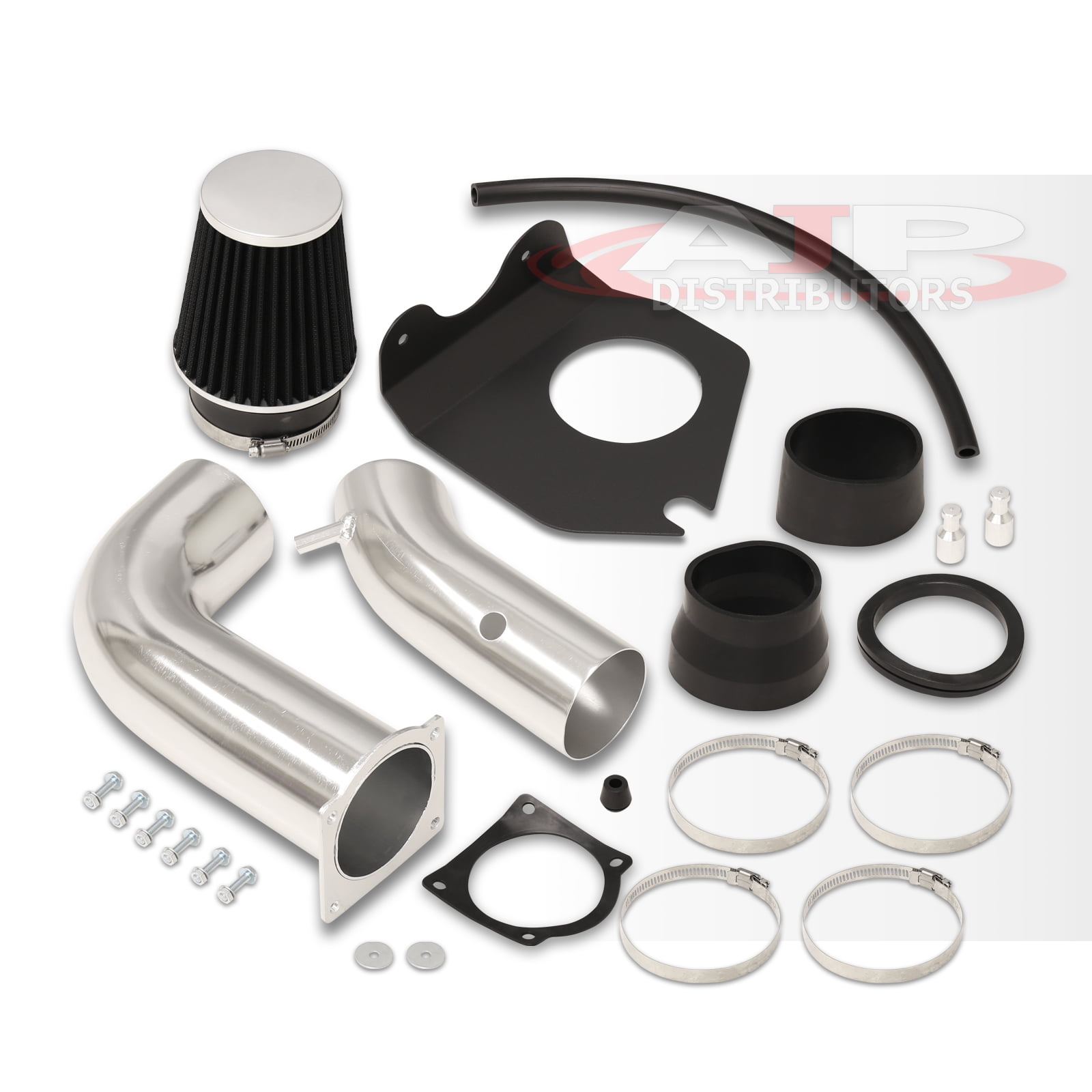 AJP Distributors Cold Air Intake CAI Induction System Polish Aluminum Piping Heat Shield + Filter Compatible/Replacement For Ford Mustang 3.8L V6 Engine 1999 2000 2001 2002 2003 2004 99 00 01 02 03 04