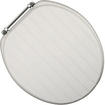 Comfort Seats C3B4R400CH Deluxe Molded Wood Toilet Seat with Chrome Hinges, Round, White Bead Board