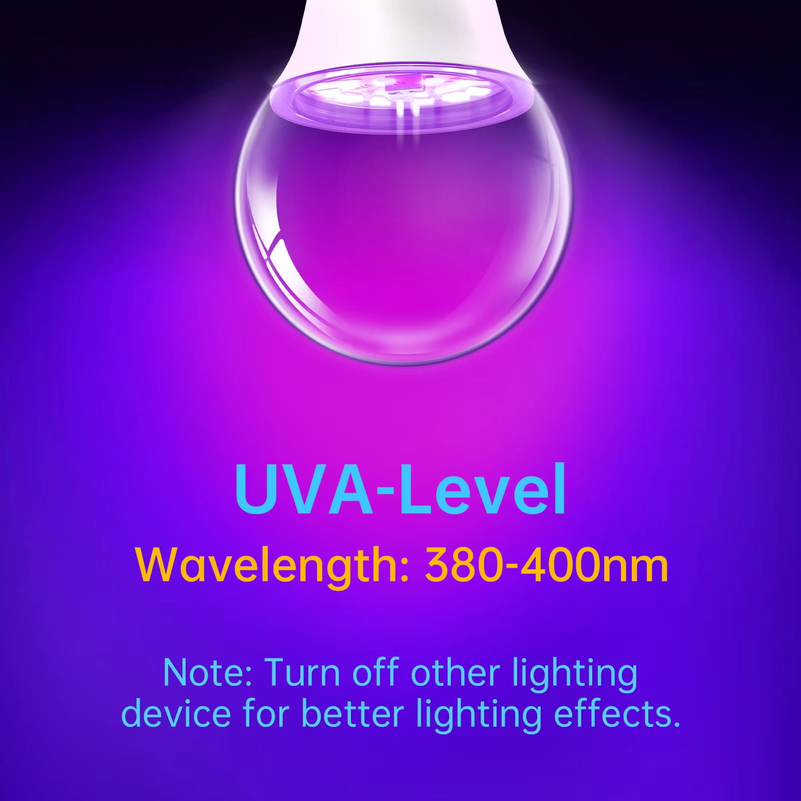 LED Black Lights Bulb, 9W A19 Led Bulb (75Watt Equivalent), UVA Level 380-400nm, E26 Medium Base