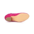 thumbnail image 5 of BLISSFUL STEP Women's Faux Suede Chunky Heel Round Toe Side Zip Ankle Boots Hot Pink 5.5, 5 of 8