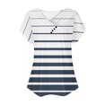 thumbnail image 5 of Timoontee Ladies Button Down Tops T-Shirt Color Block Wrapped Surplice Reglan Sleeve Shirt Short Sleeve Trendy Classy Cute Lounge Shirt Fit Lightweight Beach Basic Blouses Navy S, 5 of 5