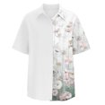 thumbnail image 3 of Birdeem T-Shirt Décontracté pour Femmes Imprimé Col Rabattu Bouton Manches Courtes Ample Chandail Blouse Tops, 3 of 4