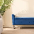 thumbnail image 4 of 67.91" Wide Velvet Storage Bench with Armrests, Multifunctional Soft Seating with Metal Legs for Entryway, Living Room, Bedroom, Apartment, Navy, 4 of 8