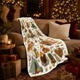 thumbnail image 3 of Woodland Creatures Autumn Camping Picnic Scene, Rustic Camping Scene, Warm Flannel Blanket for Cabin with Detailed Artwork, Outdoor Lovers Thanksgiving Gift, Rustic Home Decor, 3 of 9