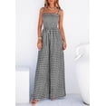 thumbnail image 3 of PRETTYGARDEN One Piece Jumpsuits for Women Summer Sleeveless Smocked Gingham Wide Leg Date Night Rompers Spring Outfits, 3 of 10