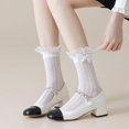 thumbnail image 3 of YooGuoGuo Womens Ankle Socks Lace Ruffle Frilly Cotton Cute Princess Ankle Dress Socks for Girl 2 Pack, 3 of 8
