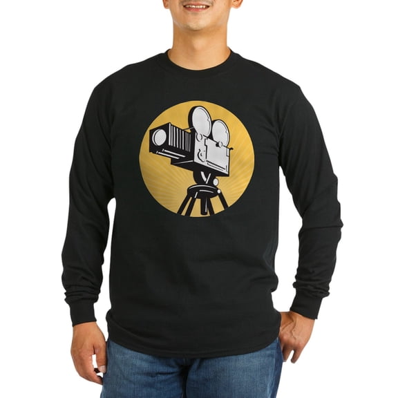 CafePress - Vintage Movie Camera Long Sleeve Dark T Shirt - Long Sleeve Dark T-Shirt