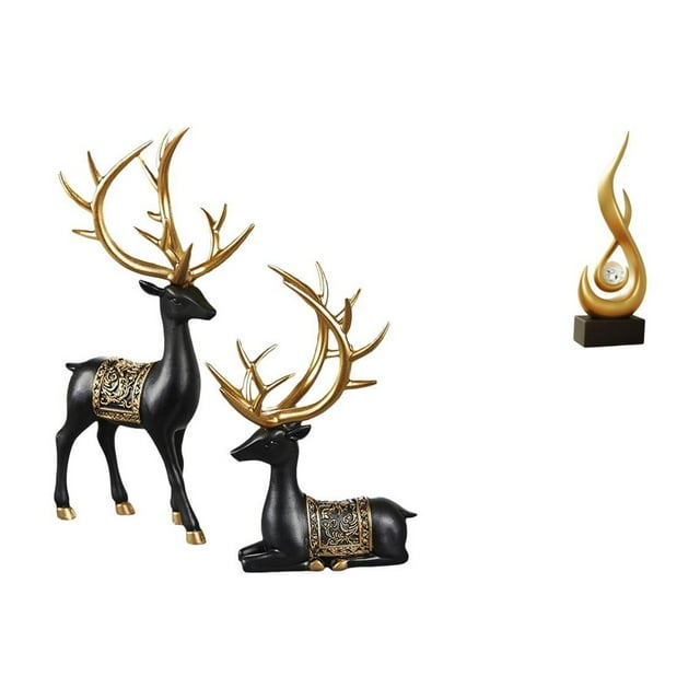 Escultura De Resina De Alce Y Reno, Estatua Abstracta De Fuego, Colección De Figuras De Arte Moderno Para Gabinete, Mesa, Sala De Estar, Boda, Decoración De Inauguración De La Casa.