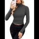 thumbnail image 2 of Camisetas de Larga para Mujer, Ropa Interior Térmica Básica de Otoño, Ropa de Invierno 2025 Gris Oscuro S, 2 of 9