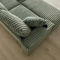 thumbnail image 5 of 84 Inch Modern Minimalist 3-Seater Sofa with Deep Seat, Corduroy Convertible Sectional Sofa Couch with 3 Back Pillows, 2 toss Pillows and 2 Ottoman for Living Room, Office, Small Space, Army Green, 5 of 9