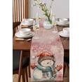 thumbnail image 4 of Pink Snowman Christmas Burlap-Cotton Table Runner 48 Inches Long,Farmhouse Xmas Snowflake Farmhouse Table Runners,Outdoor Dining Tablecloths Decor for Baby Shower Party Wedding 13x48, 4 of 9
