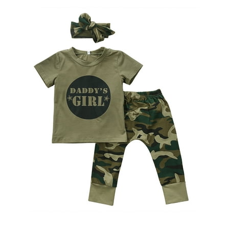 

Nokpsedcb Newborn Baby Short Sleeve Camo T-shirt Tops Long Pants Outfits Sets