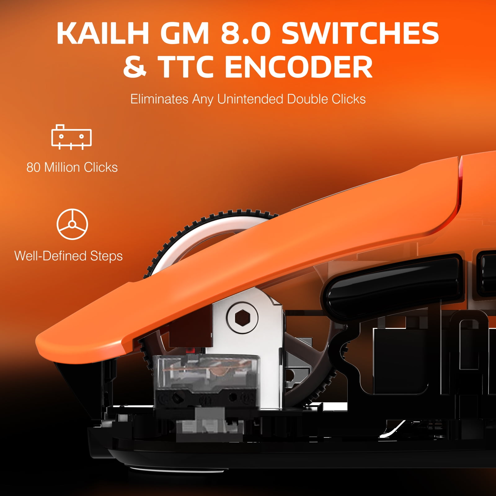 ATTACK SHARK X3 Wireless Gaming Mouse, 49g Ergonomic Design, Tri-Mode Bluetooth/2.4G/USB-C Wired, PAW3395 Optical Sensor, 26000 DPI, Programmable Buttons, for PC/Laptop/Mac, Orange