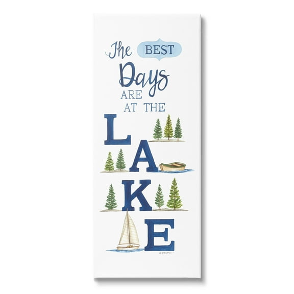 Best Days At The Lake Phrase Inspirational Graphic Art Gallery Wrapped Canvas Print Wall Art