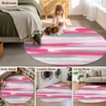 thumbnail image 5 of 3ft Round Rug, Pink Gray Stripes Non-Skid Rubber Backing Large Area Rugs - Living Room Bedroom Home Office, Watercolor Modern Abstract Minimalist Indoor Floor Mat Carpets Washable Rug, 5 of 9