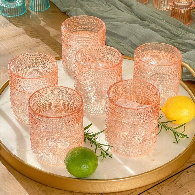 10 oz. Textured Beaded Sage Green Old Fashion Drinking Glasses (Set of 6)