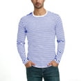 thumbnail image 5 of Guluxicc Striped Shirts for Men Classic Fit Crew Neck Long Sleeve Tops Summer Casual Outfit, 5 of 6